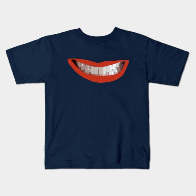 Reds Lips Smile Kids T-Shirt by ellenhenryart